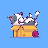 schattig kat Speel in doos tekenfilm vector icoon illustratie. dier en voorwerp icoon concept geïsoleerd premie vector. vlak tekenfilm stijl