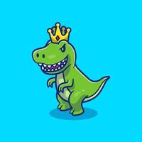 schattig dino koning tekenfilm vector icoon illustratie. dier icoon concept geïsoleerd premie vector. vlak tekenfilm stijl