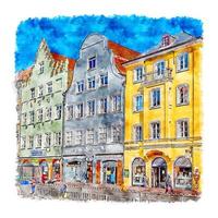 landshut Duitsland waterverf schetsen hand- getrokken illustratie vector