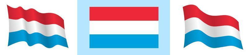 Luxemburg vlag in statisch positie en in beweging, ontwikkelen in wind in exact kleuren en maten, Aan wit achtergrond vector