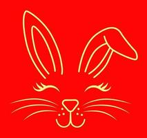 de konijn is een symbool van 2023. gouden vector konijn Aan een rood achtergrond.
