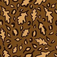 vallen luipaard of jaguar naadloos patroon gemaakt van eik bladeren. modieus dier afdrukken met herfst kleuren. vector achtergrond voor kleding stof, textiel, behang, omhulsel papier, enz