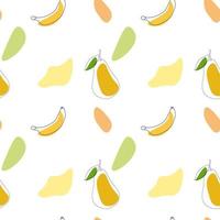 vector abstract fruit patroon met Peer en banaan lijn kunst.