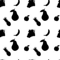 naadloos patroon met met zwart silhouetten van fruit Aan een wit achtergrond.vector kunst vector