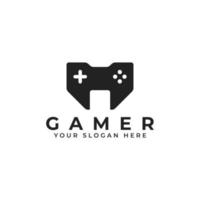 spel gaming gamer logo ontwerp vector met bedieningshendel icoon illustratie