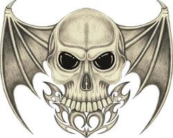 kunst Vleugels duivel schedel tatoeëren. hand- tekening en maken grafisch vector. vector