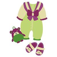 baby kleren set. wit achtergrond, isoleren. vector illustratie. getrokken stijl.