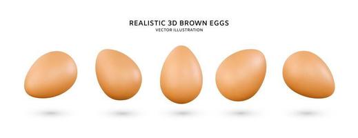 realistisch 3d bruin eieren vector illustratie