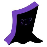 grafsteen. een silhouet met een Purper tint. monument gemaakt van graniet. vector illustratie. somber grafsteen. opschrift - rust uit in vrede. graf in de begraafplaats. halloween symbool.