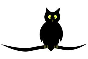 uil. silhouet van een vogel met gloeiend ogen. een wijs vogel zit Aan een Afdeling. vector illustratie. een nachtelijk roofdier met scherp klauwen. geïsoleerd wit achtergrond. halloween symbool. allemaal heiligen dag.