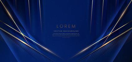 abstract elegant donker blauw achtergrond met gouden lijn en verlichting effect fonkeling. luxe sjabloon ontwerp. vector