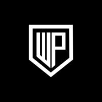 wp brief logo ontwerp met zwart achtergrond in illustrator. vector logo, schoonschrift ontwerpen voor logo, poster, uitnodiging, enz.