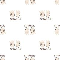 schattige honden jack russell terrier. fanatieke dieren. vector hand getekende naadloze patroon. perfect voor baby, kinderkleding, printontwerp, textiel. witte achtergrond.