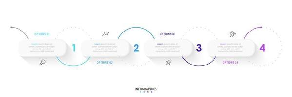 vector infographic labelontwerpsjabloon met pictogrammen en 4 opties of stappen. kan worden gebruikt voor procesdiagram, presentaties, workflowlay-out, banner, stroomschema, infografiek.