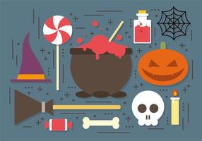 Witch Cauldron Halloween Elementen Vector Collectie