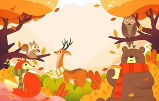 een tafereel van herfst met dieren vector