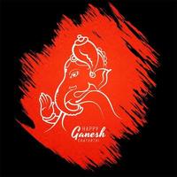 hindoe-god heer ganesha festival kaart op rode grunge achtergrond vector