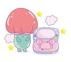 kawaii-schimmel en videogameconsole vector