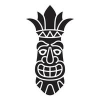 polynesisch tiki masker silhouet geïsoleerd Aan wit achtergrond. hawaiiaans tribal masker. vector tekenfilm stijl.zwart silhouet.