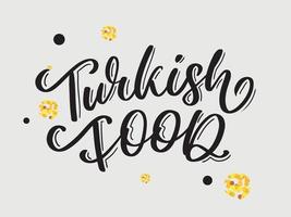 Turkse voedselbrief. ontwerpelement. traditioneel ontwerp. vector belettering illustratie. gezonde maaltijd.