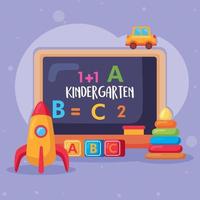 kleuterschool belettering en schoolbord vector