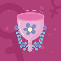 menstruatiecup met bloemen vector