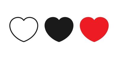 collectie van hart pictogram, symbool van liefde pictogram vlakke stijl modern design geïsoleerd op lege achtergrond. vectorillustratie. vector
