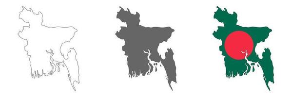 zeer gedetailleerde kaart van Bangladesh met randen geïsoleerd op de achtergrond vector