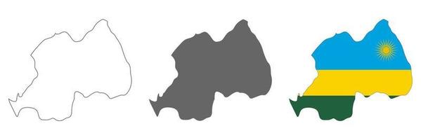 zeer gedetailleerde rwanda-kaart met randen geïsoleerd op de achtergrond vector