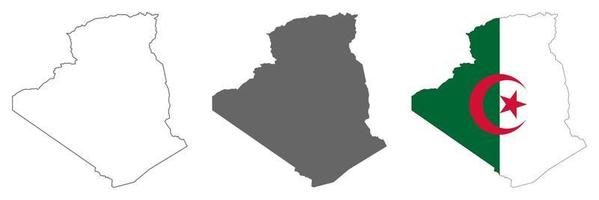 zeer gedetailleerde kaart van algerije met randen geïsoleerd op de achtergrond vector