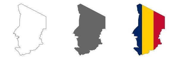 zeer gedetailleerde kaart van Tsjaad met randen geïsoleerd op de achtergrond vector