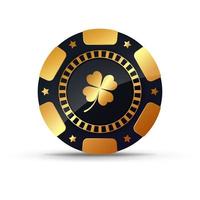 gouden poker chip, Lucky Klaver vector