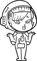 tekenfilm astronaut vrouw vector