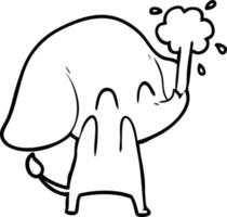 schattig tekenfilm olifant spuiten water vector