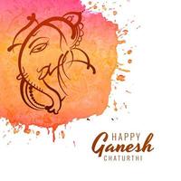 lijn slagen ganesh chaturthi festival aquarel achtergrond vector