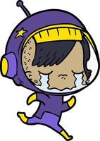 cartoon huilend astronautenmeisje vector