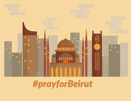 bid voor het ontwerp van de het oriëntatiepuntillustratie van Beiroet vector