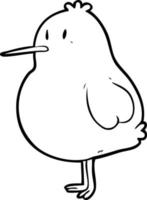 schattig lijn tekening van een kiwi vogel vector