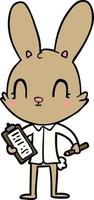 schattig tekenfilm konijn met klembord vector