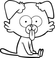 tekenfilm zittend hond met tong plakken uit vector