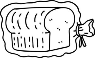 lijn tekening brood van brood in plastic zak vector