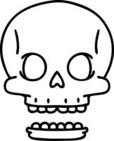 lijn tekening van een spookachtig halloween schedel vector