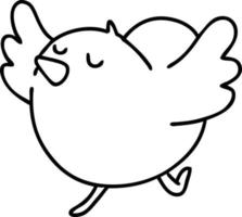 lijn tekening van een gelukkig vogel dansen vector