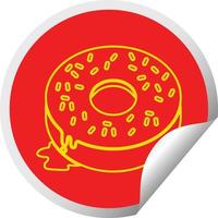 illustratie van een smakelijk bevroren donut circulaire pellen sticker vector