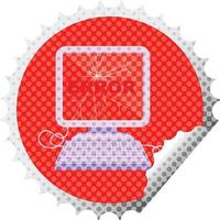 gebroken computer grafisch vector illustratie ronde sticker postzegel