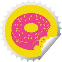 gebeten berijpt donut circulaire pellen sticker vector