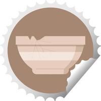 gebarsten kom grafisch vector illustratie ronde sticker postzegel
