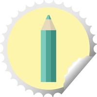 groen kleur potlood grafisch vector illustratie ronde sticker postzegel