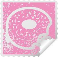 gebeten berijpt donut grafisch verontrust sticker illustratie icoon vector