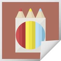 pak van kleur potloden grafisch vector illustratie plein sticker